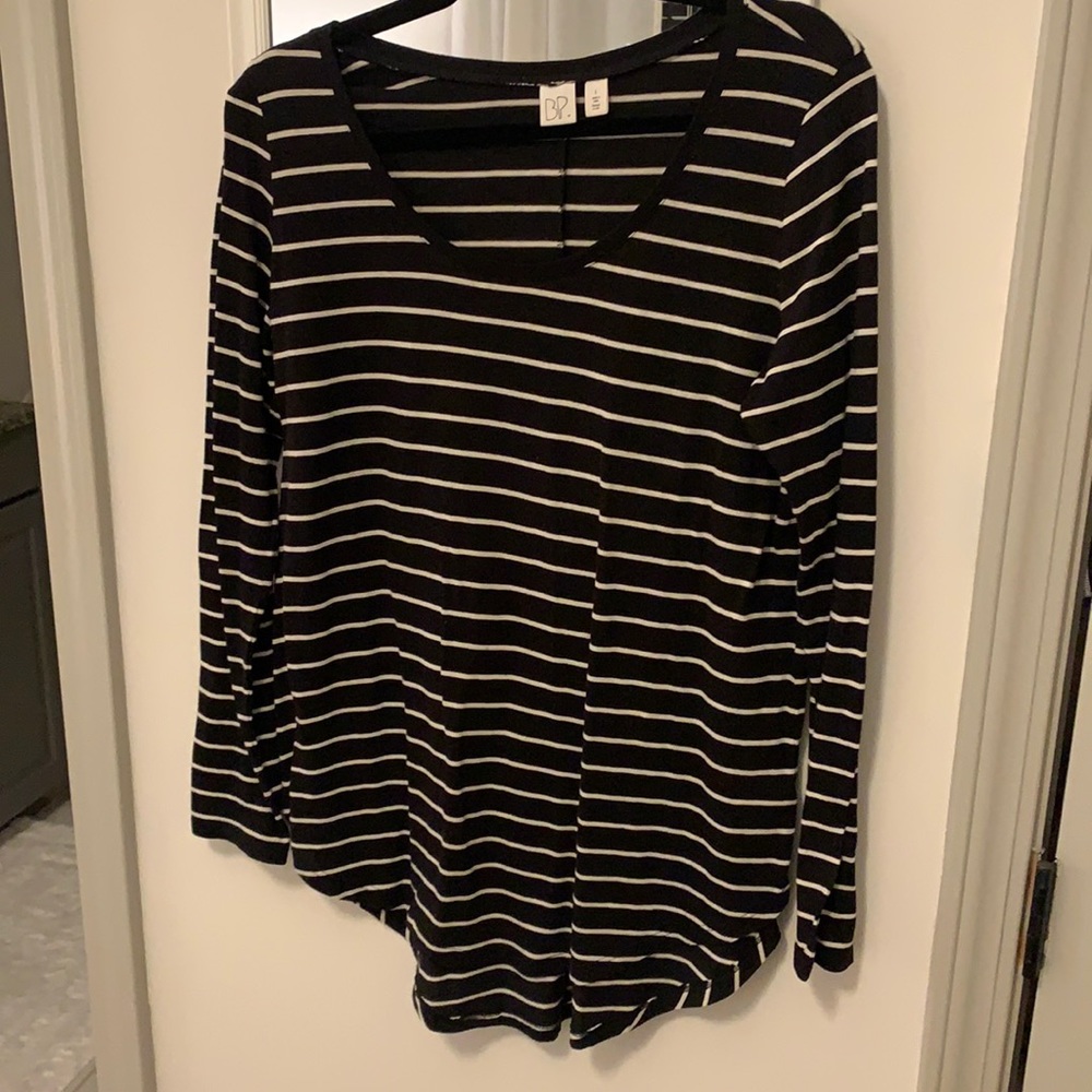Long sleeve black and white striped shirt